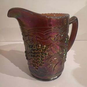 Vintage IMPERERIAL GLASS Carnival Pitcher Iridescent Dark Gold Grape 16oz